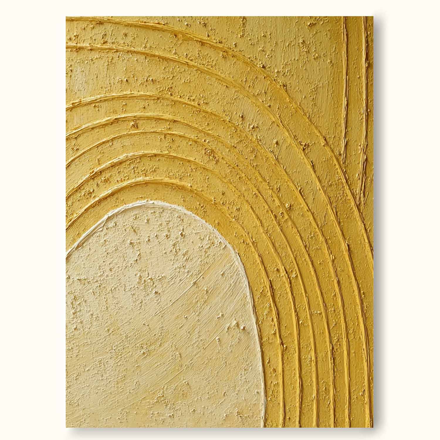 Yellow Textured Abstract Oil Painting Contemporary Gold Abstract Oil Painting Yellow Minimalist Abstract Canvas Painting