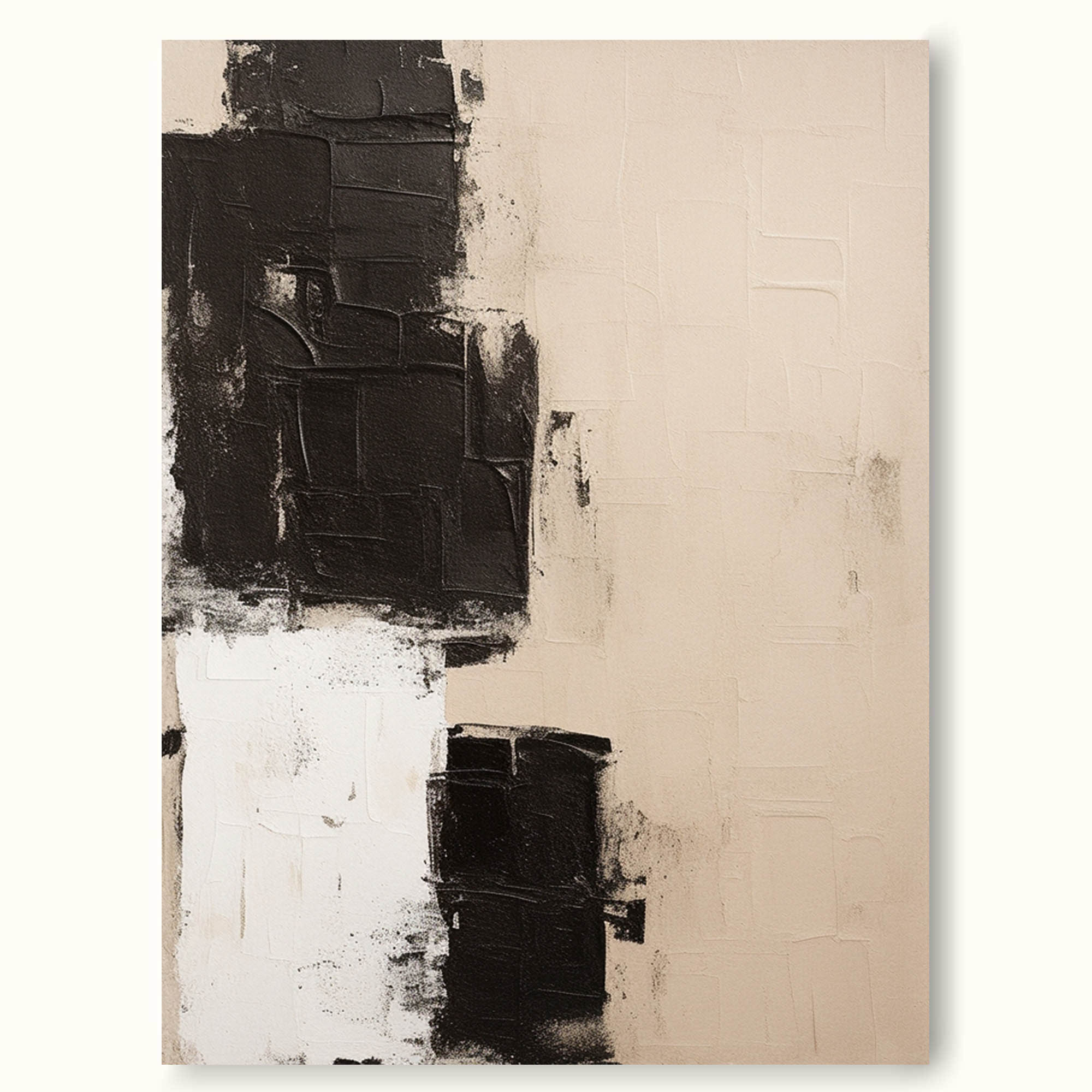 Abstract Beige And Black Minimalist Wall Art Beige Minimalist Canvas Art