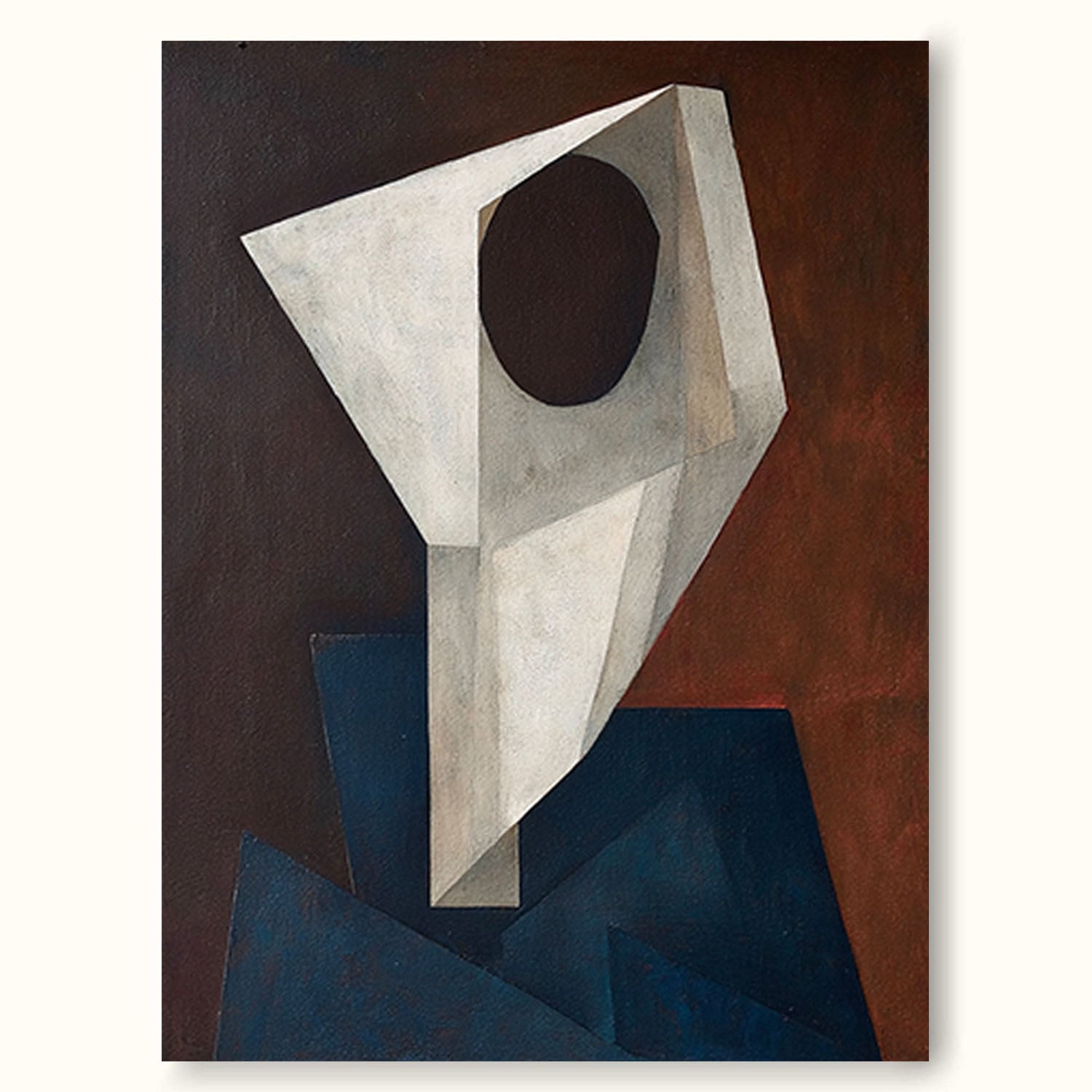 Large White And Blue Wall Art Original Geometric Abstract Oil Painting Contemporary Geometric Oil Painting On Canvas