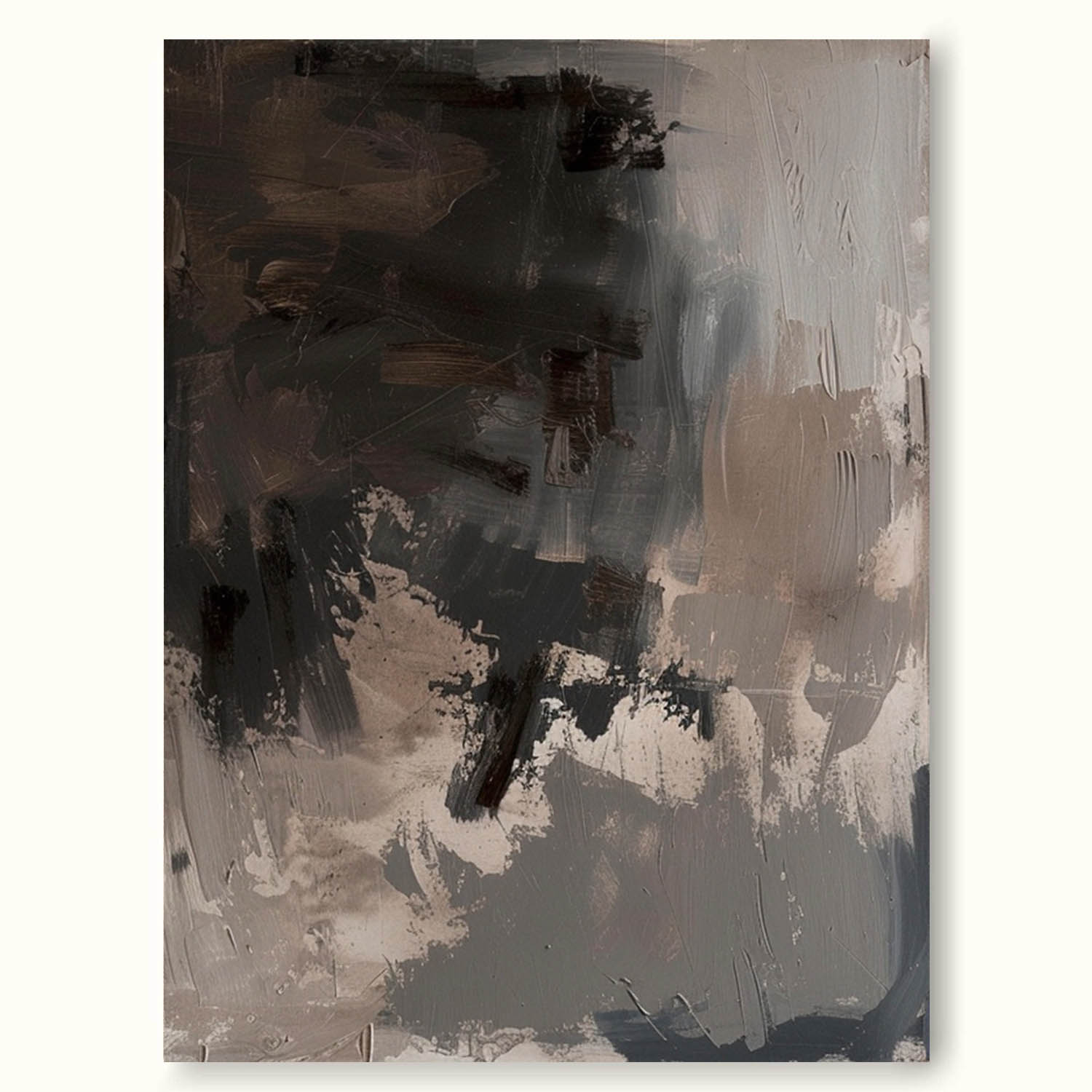 Vintage Black Brown Texture Painting Original Black Abstract Painting Large Black Brown Abstract Wall Art