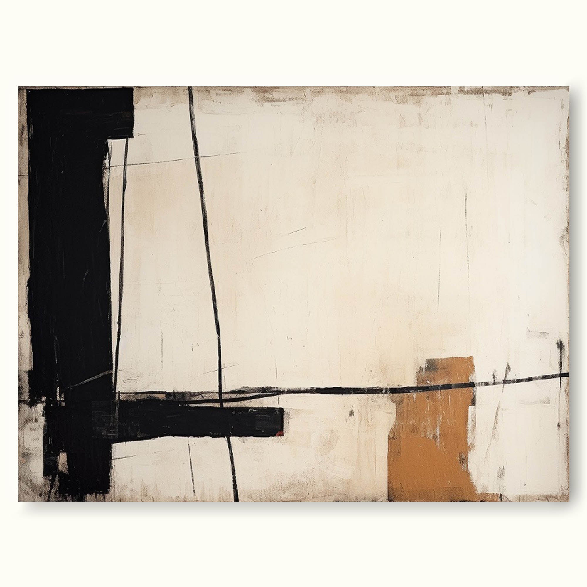 Large Black Beige Wall Painting Beige Black Minimalist Painting Beige Wabi Sabi Wall Art