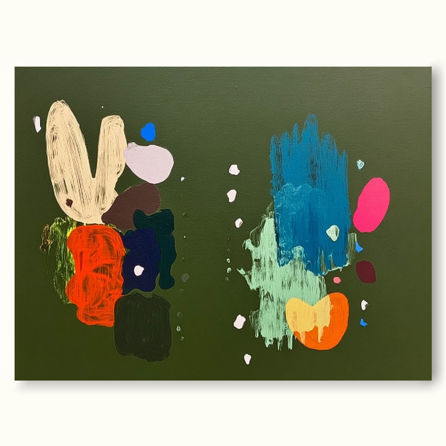 Japandi Essence Sage Green Minimalist Landscape Horizontal Hand Painted Art With Frame