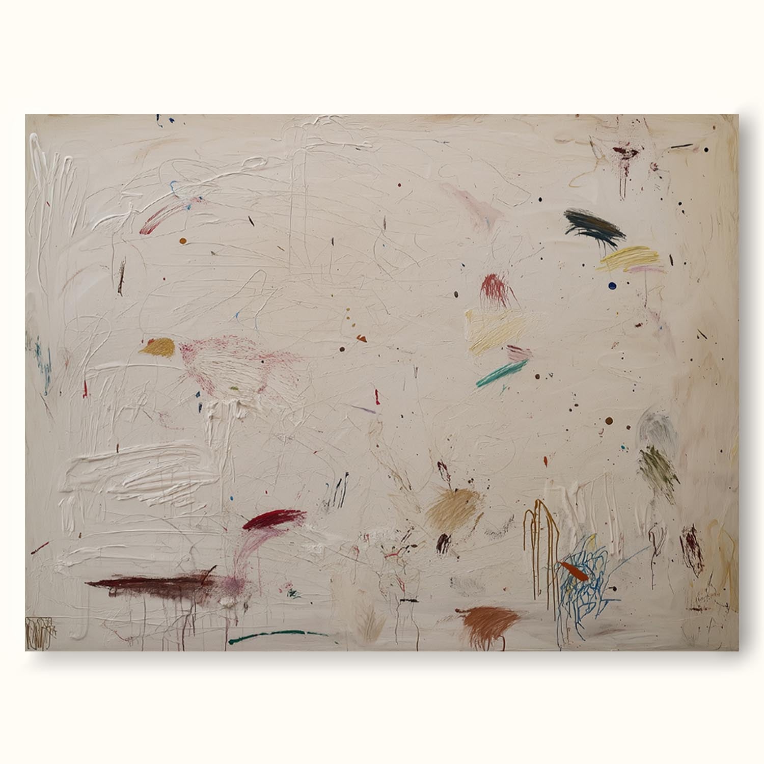 Handmade Neutral Beige Oil Painting Original Light Brown Abstract Canvas Art Large Beige Texture Graffiti Oil Painting