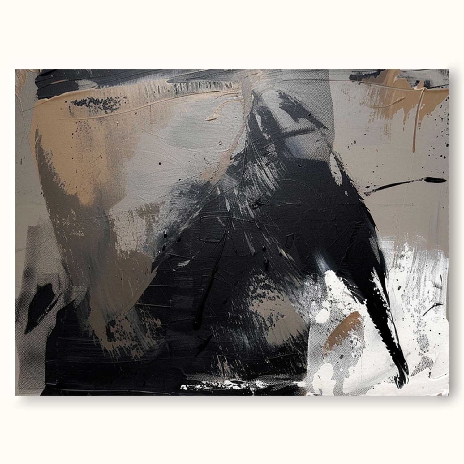 Vintage Black Textured Abstract Canvas Painting Original Black And White Textured Painting Large Black Abstract Wall Art