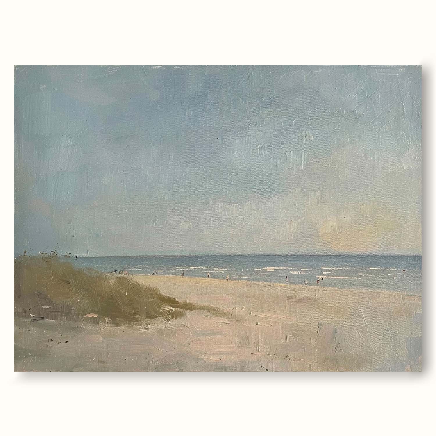 Vintage Beach Oil Painting Original Minimalist Beach Scene Art Vintage Beach Oil Painting Original Wabi Sabi Beach Painting