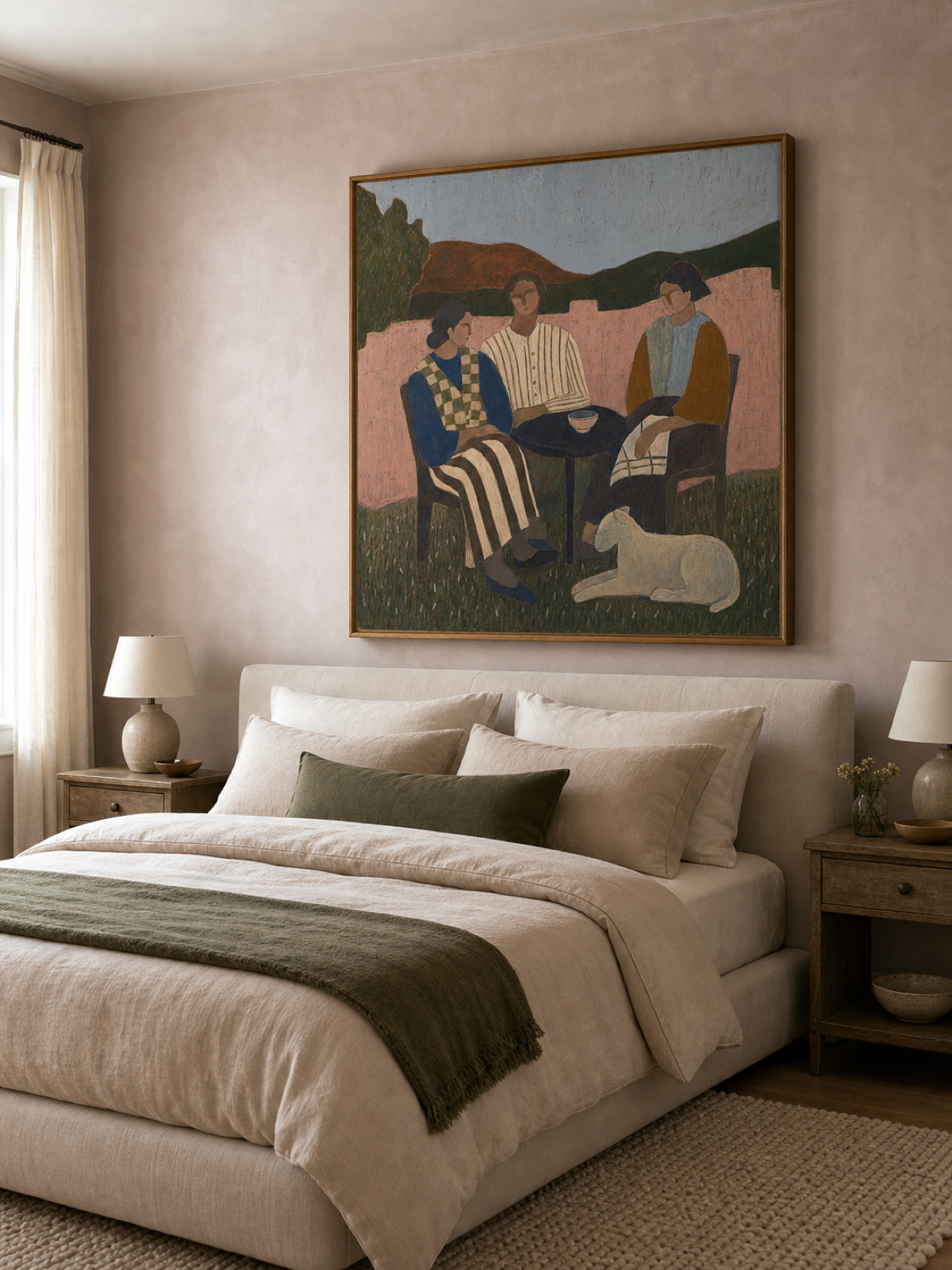 Vintage Folk Art Painting With Rustic Charm For Cozy Living Spaces