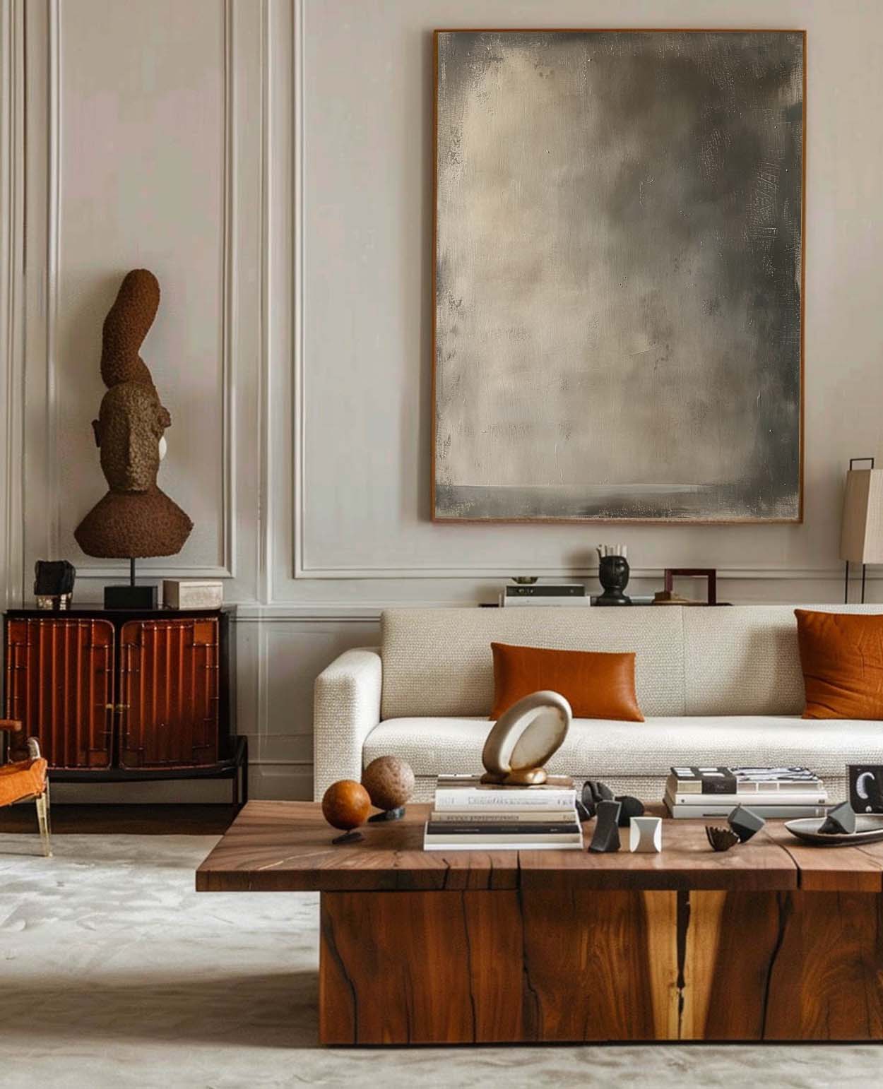 Vintage Brown And Beige Minimalist Abstract Painting Beige Neutral Wall Art Vintage Painting