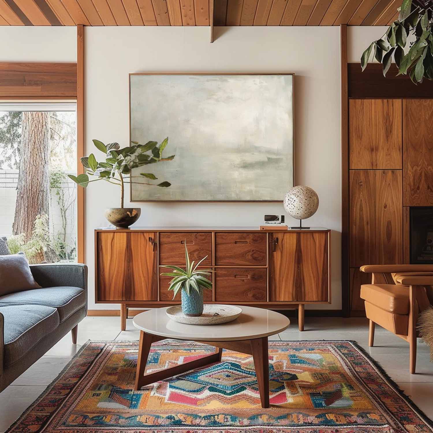 Vintage Rustic Lake Neutral Wall Art Antique River Landscape Painting Vintage Country Lake Painting