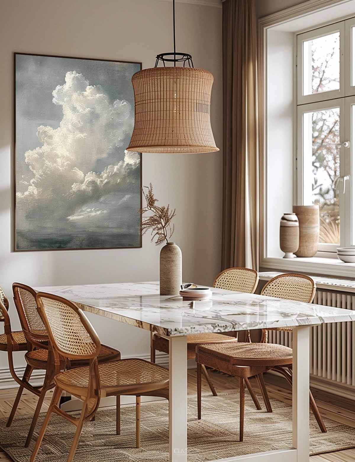 Vintage Cloud Painting Original Cloud Painting White Cloud Abstract Painting