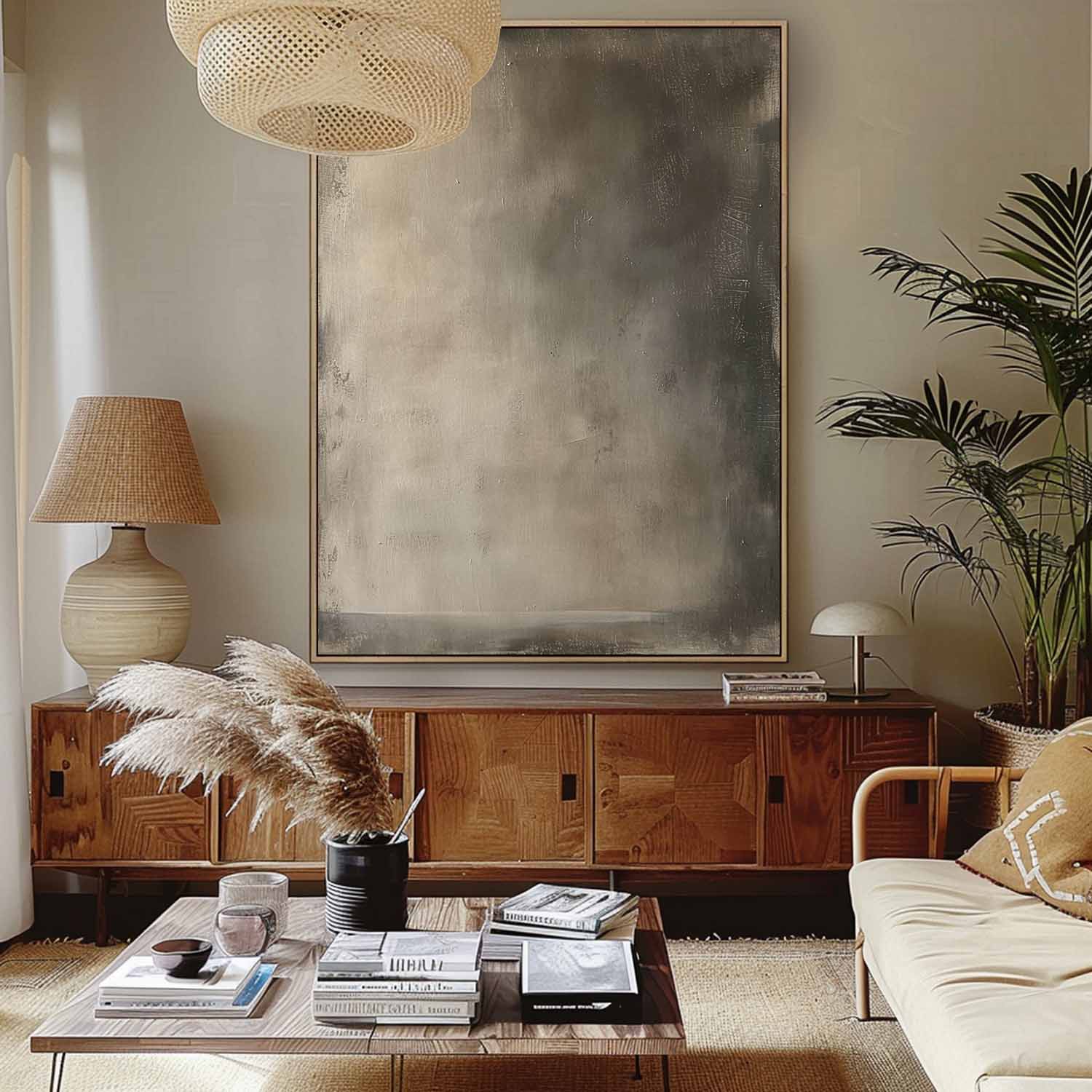 Vintage Brown And Beige Minimalist Abstract Painting Beige Neutral Wall Art Vintage Painting