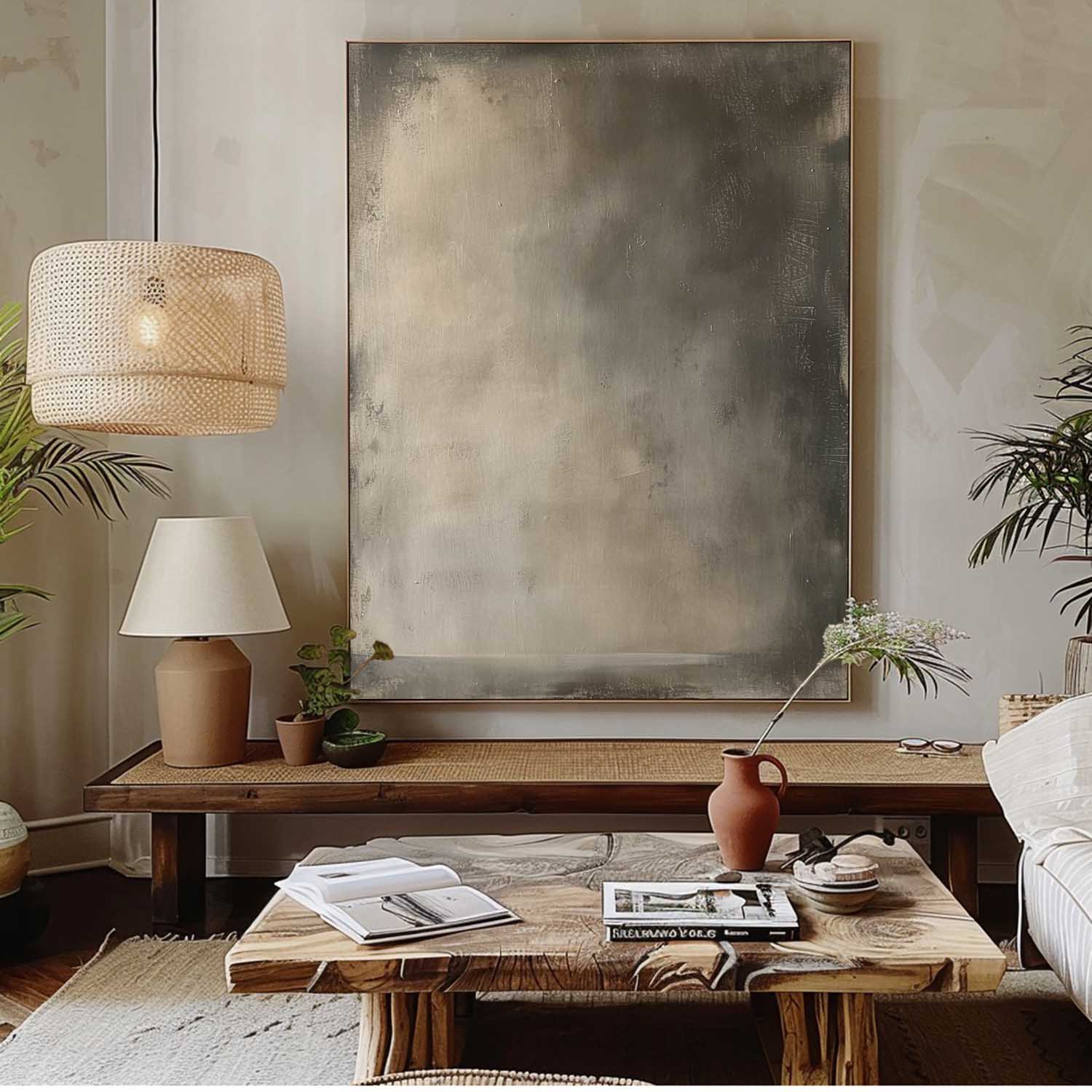 Vintage Brown And Beige Minimalist Abstract Painting Beige Neutral Wall Art Vintage Painting