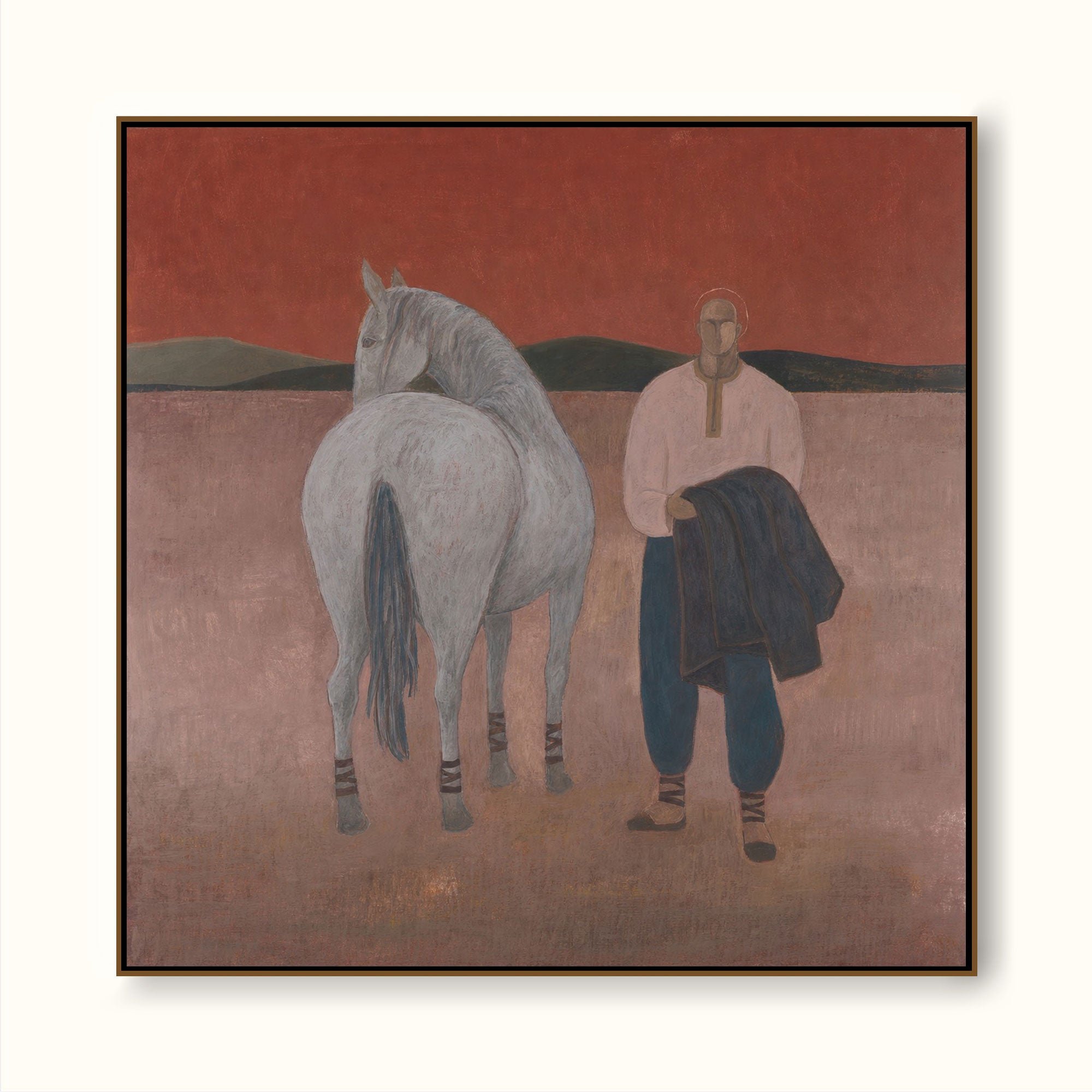 Modern Figurative Art Print Of Man And Horse Ideal For Home Office And Study Walls