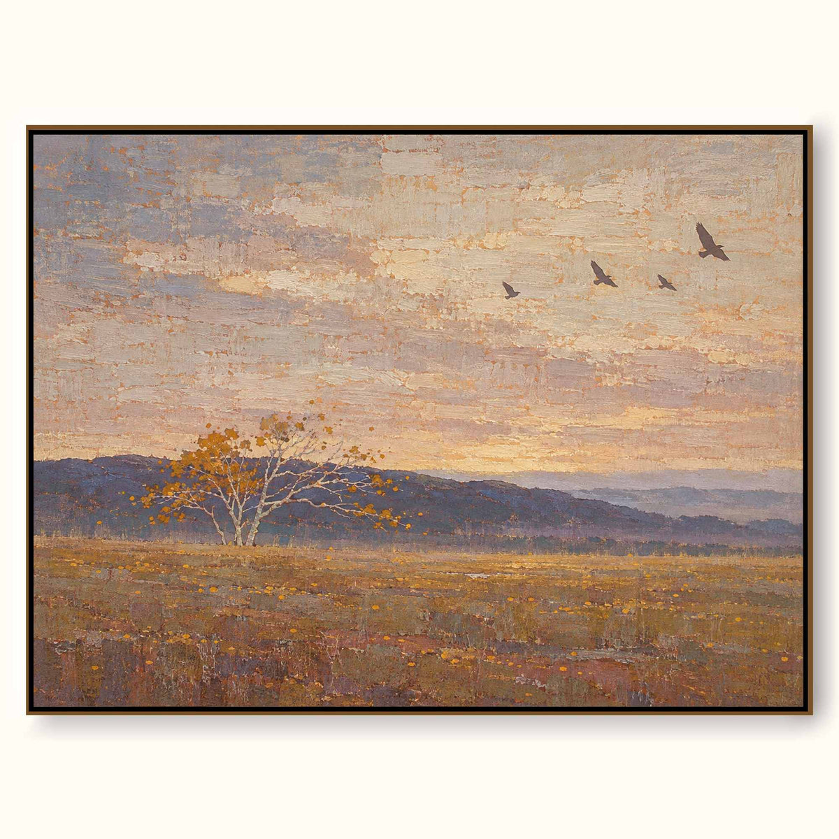 Large Rural Landscape Wall Art In Warm Neutral Tones For Modern Living Room