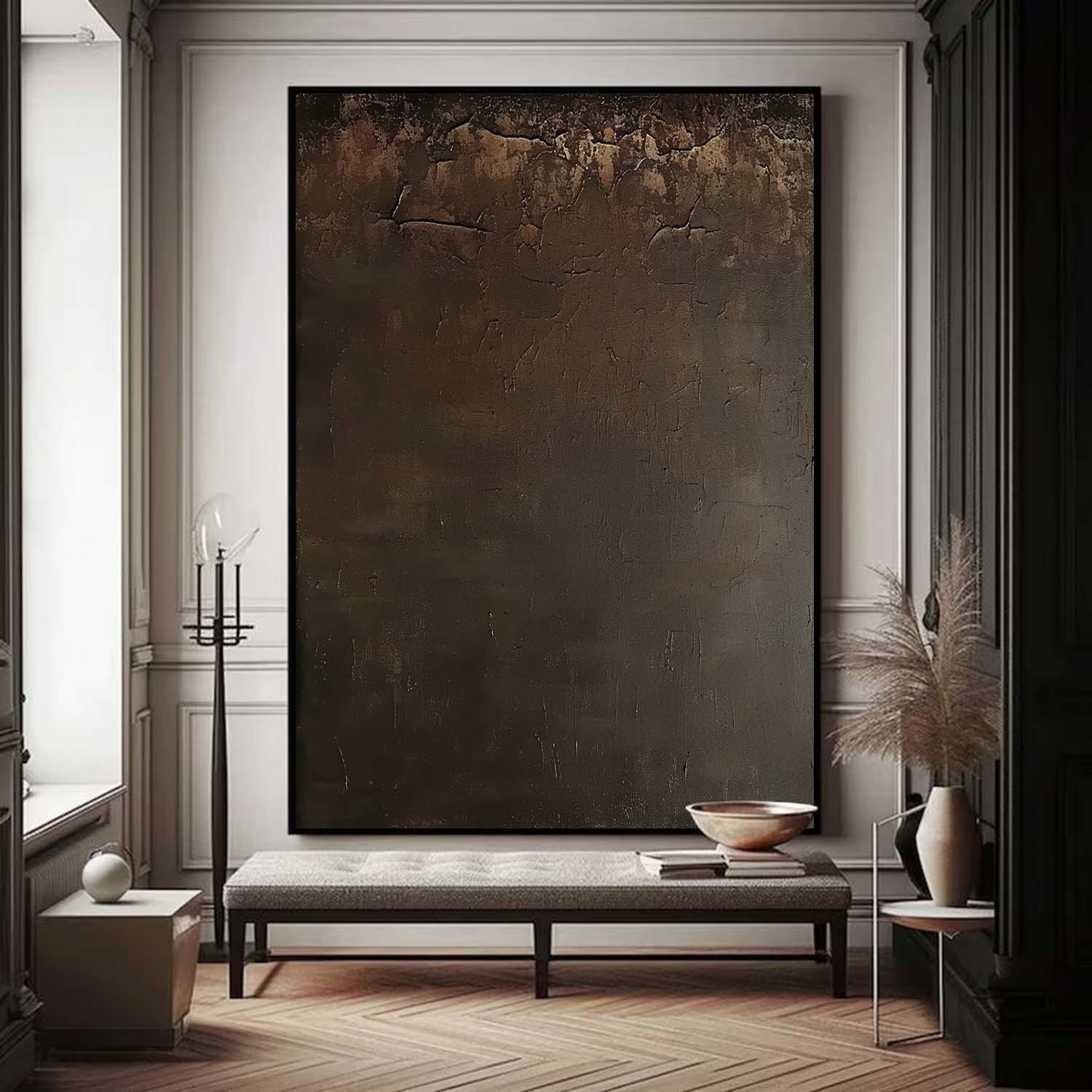 Large Abstract Brown Minimalist Wall Art Brown Original Abstract Painting Brown Minimalist Wall Art