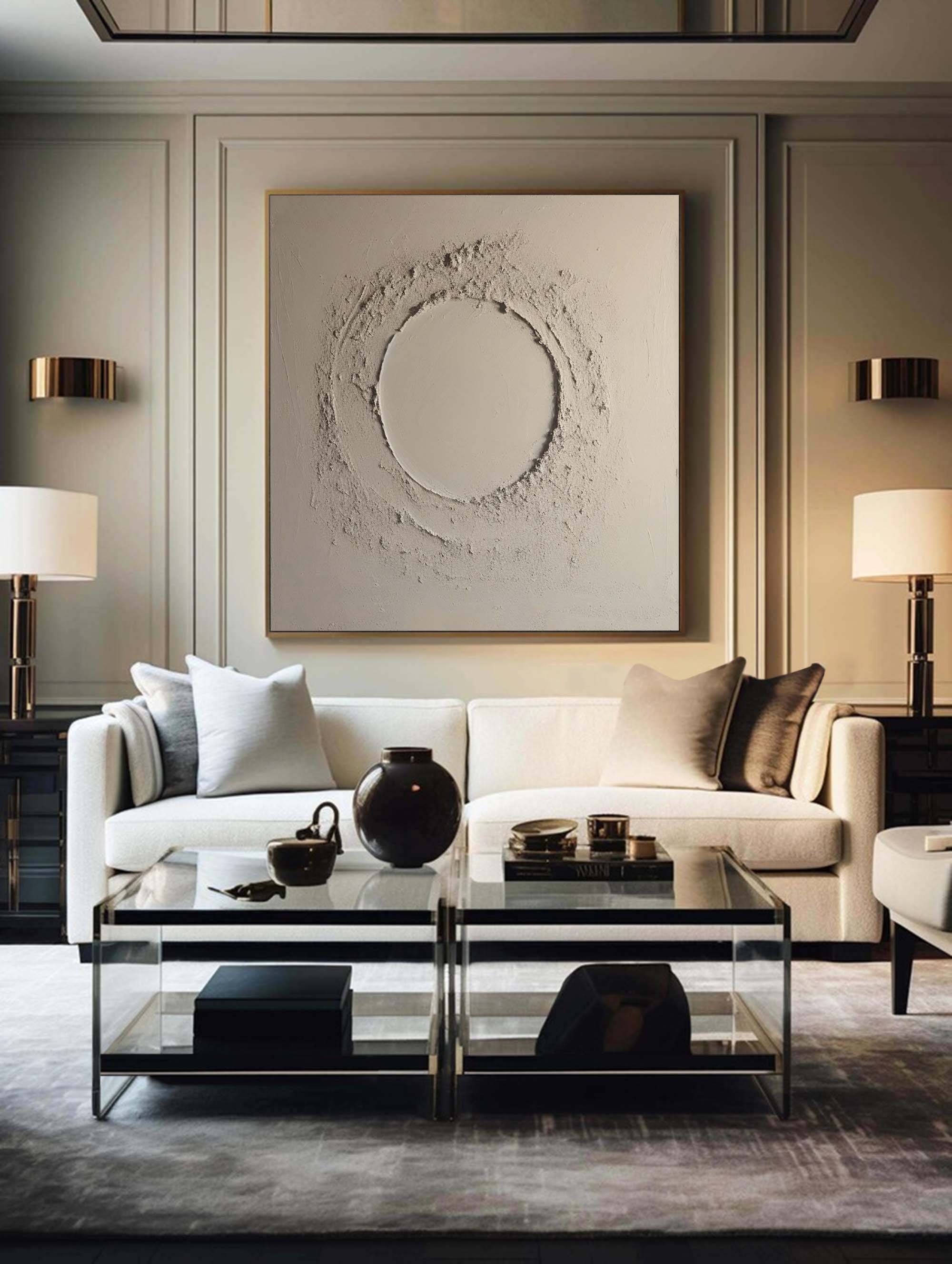 Minimalist Beige Canvas Art Large Abstract Minimalist Painting Geometric Art Wall Art