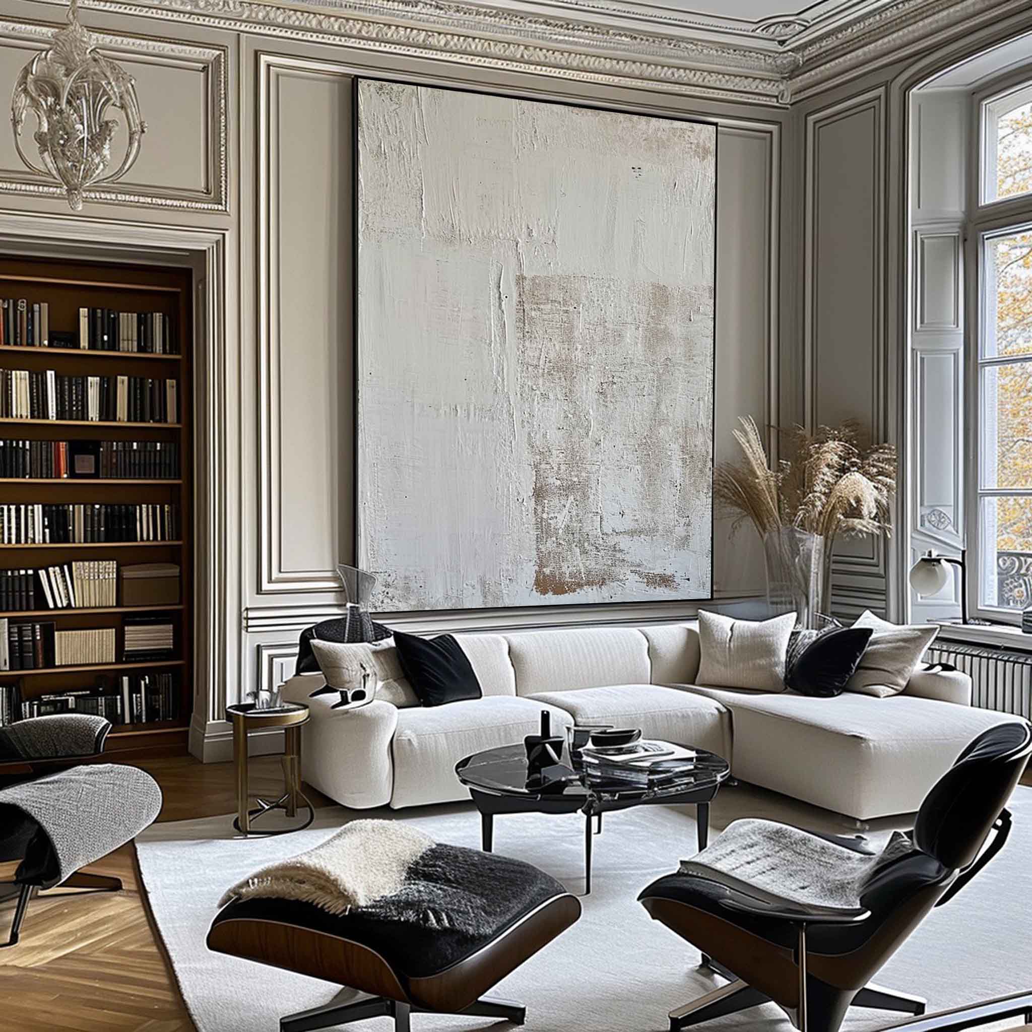 Beige White Minimalist Painting On Canvas Large Minimalist Abstract Painting White Minimalist Painting