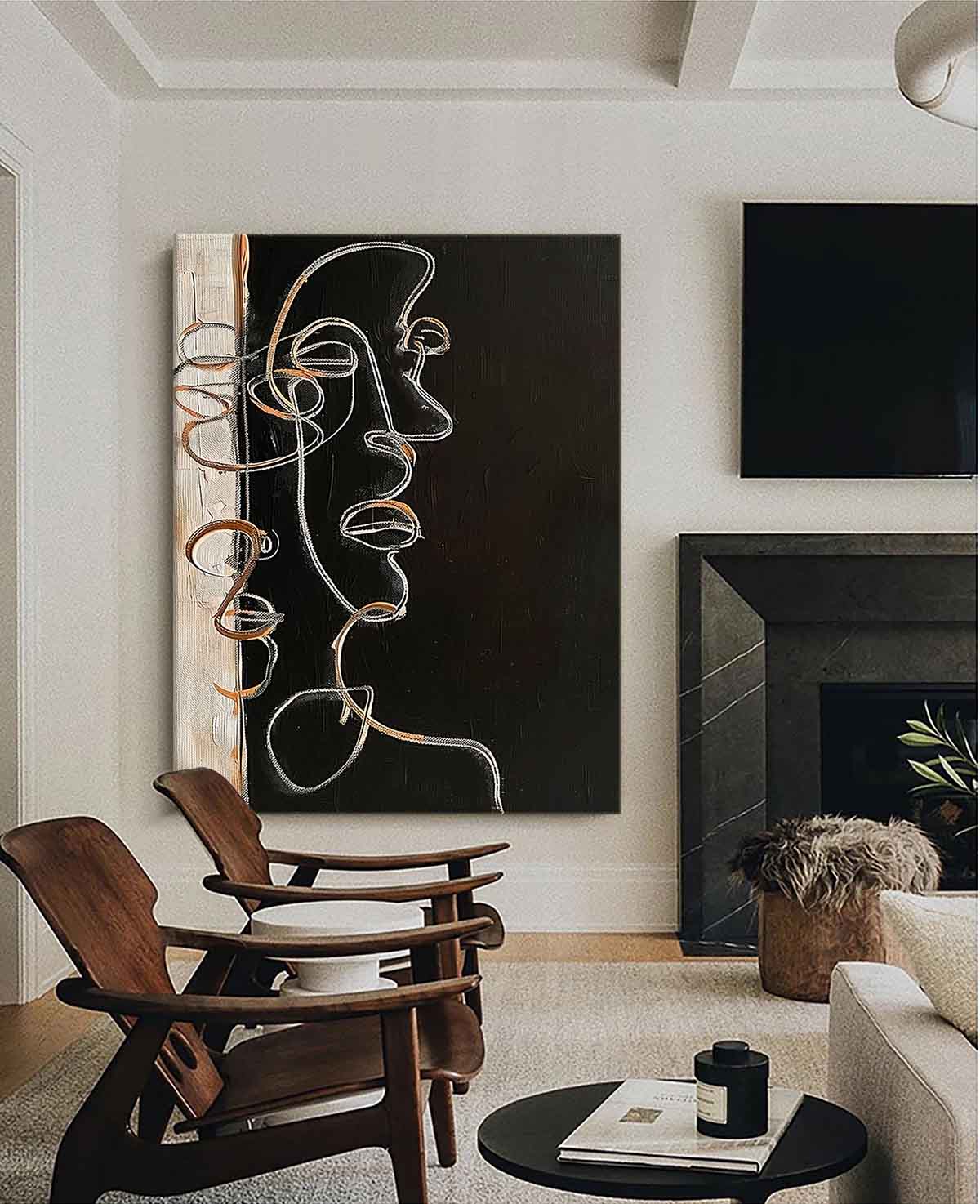 Woman Face Artwork Faceless Portrait Painting Original Woman Face Canvas Art Large Faceless Portrait Painting