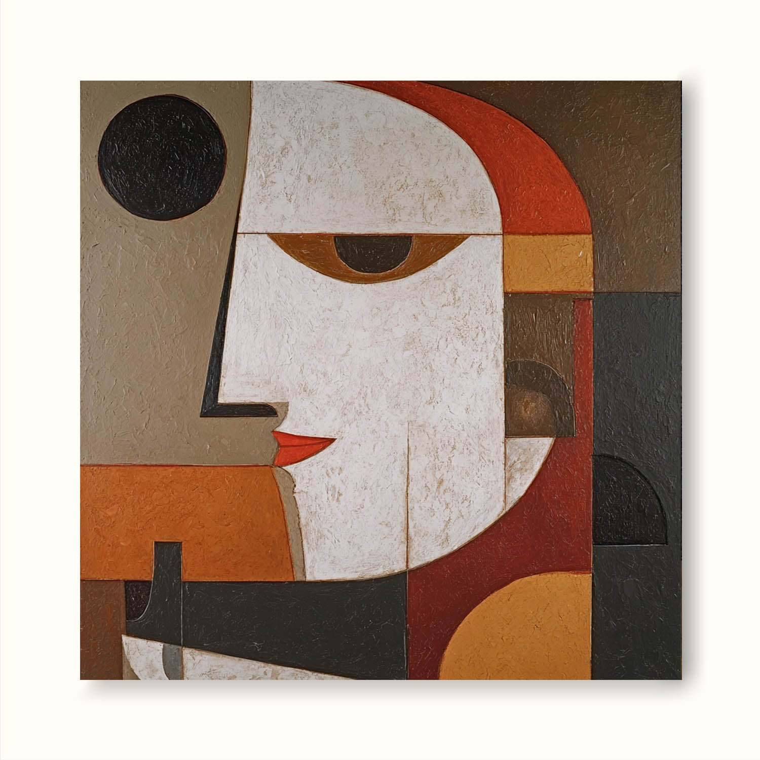 Minimalist Abstract Face Painting In Warm Earth Tones Textured Wall Art
