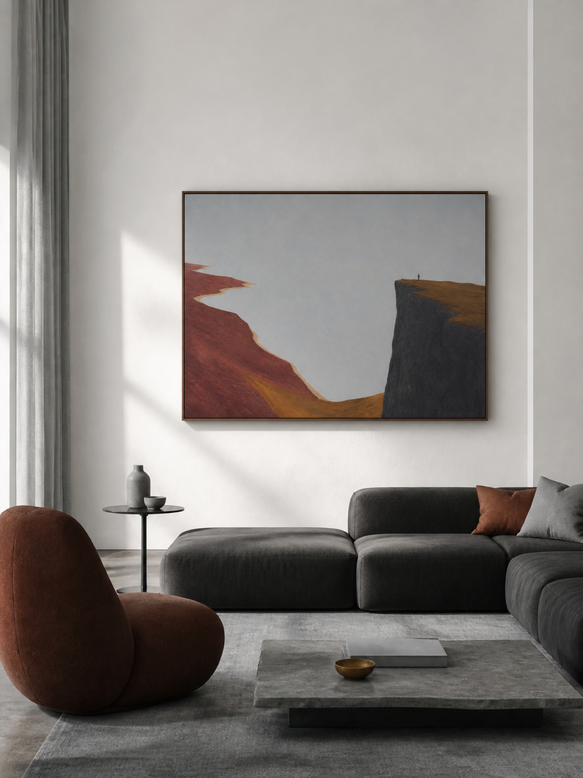 Large Winding Coastline Between Mountain Cliffs Canvas Art For Bedroom