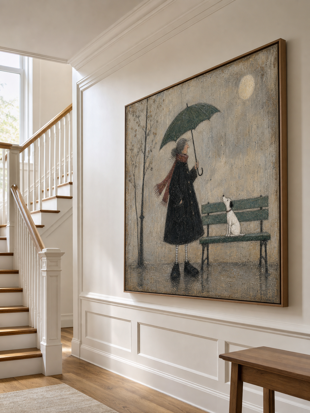 Vintage Woman And Dog Oil Painting Large Canvas Wall Art For Cozy Home Decor