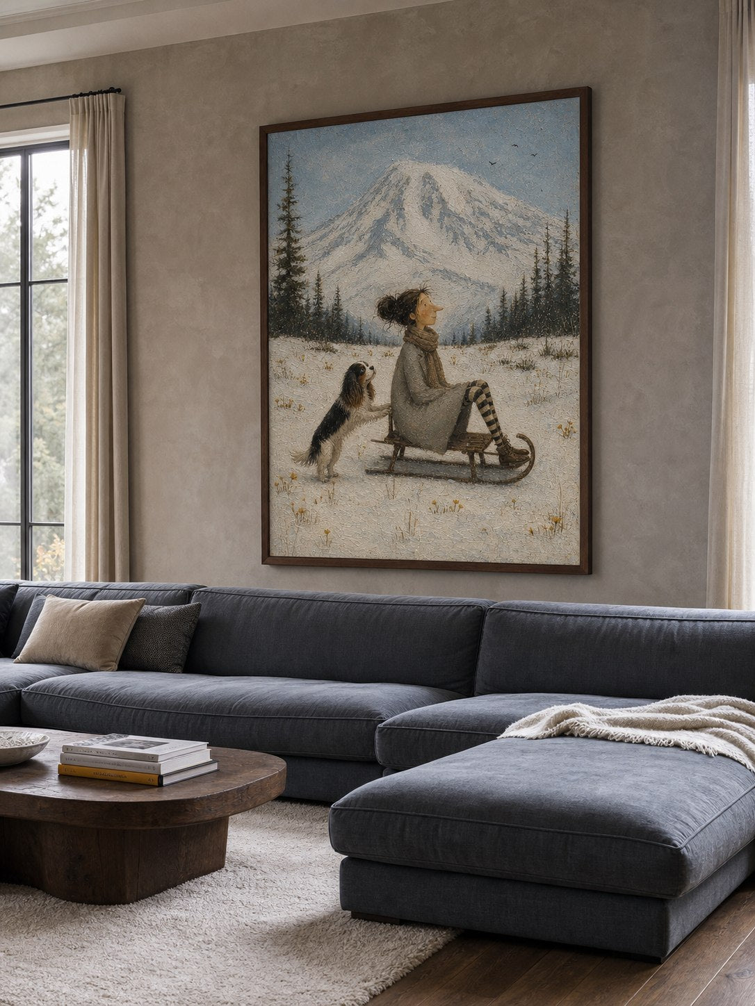Vintage Mount Rainier Pet Travel Art Original Winter Mountain Art