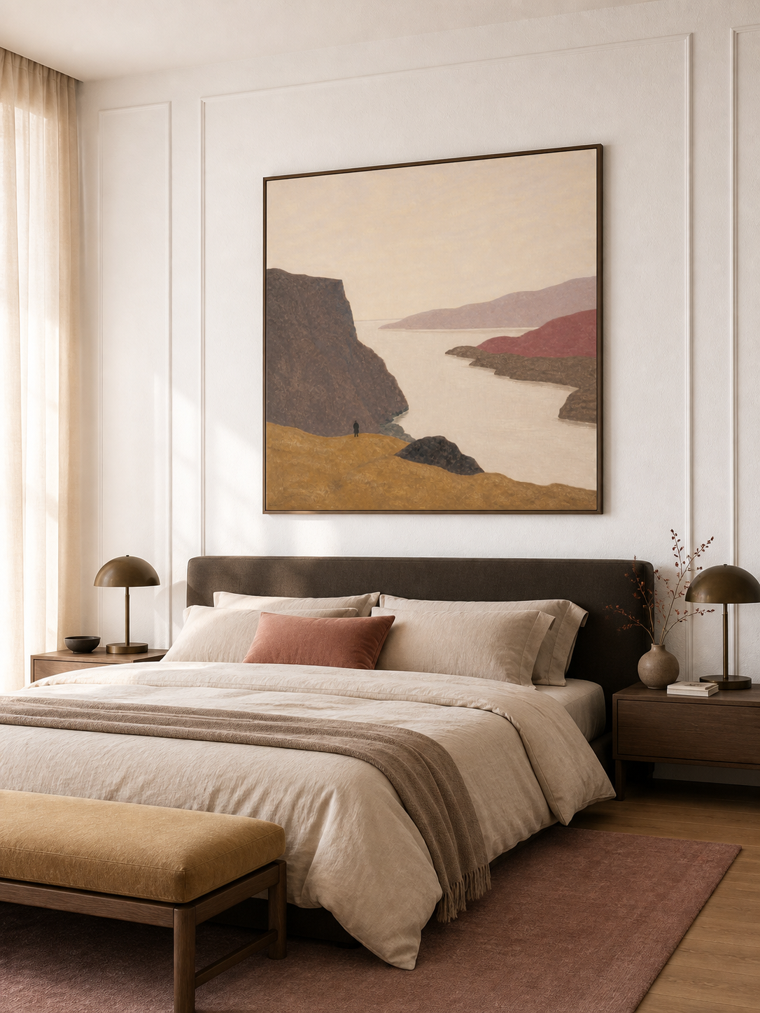 Ochre And Mauve Coastal Canvas Wall Art For Warm Contemporary Interiors