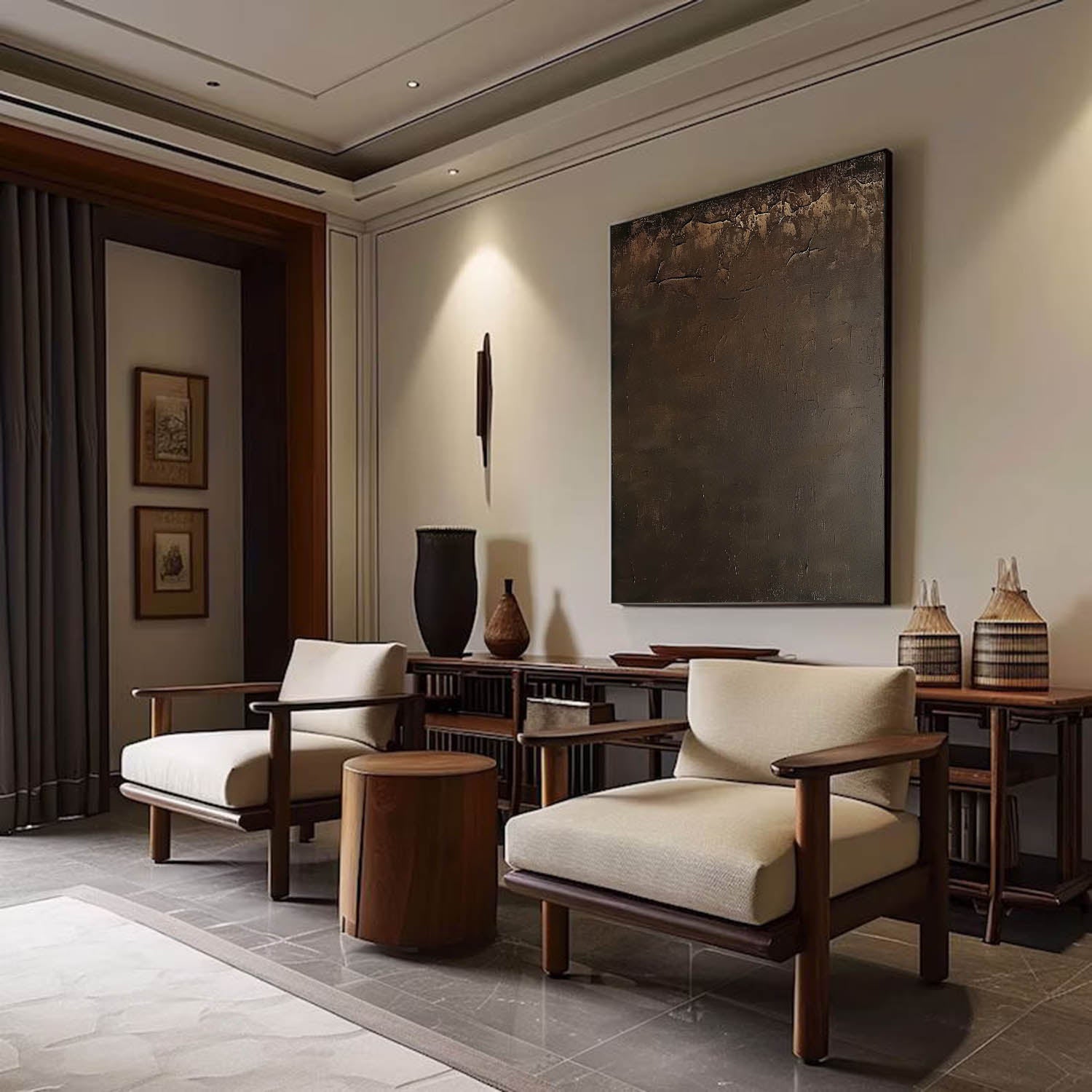 Large Abstract Brown Minimalist Wall Art Brown Original Abstract Painting Brown Minimalist Wall Art