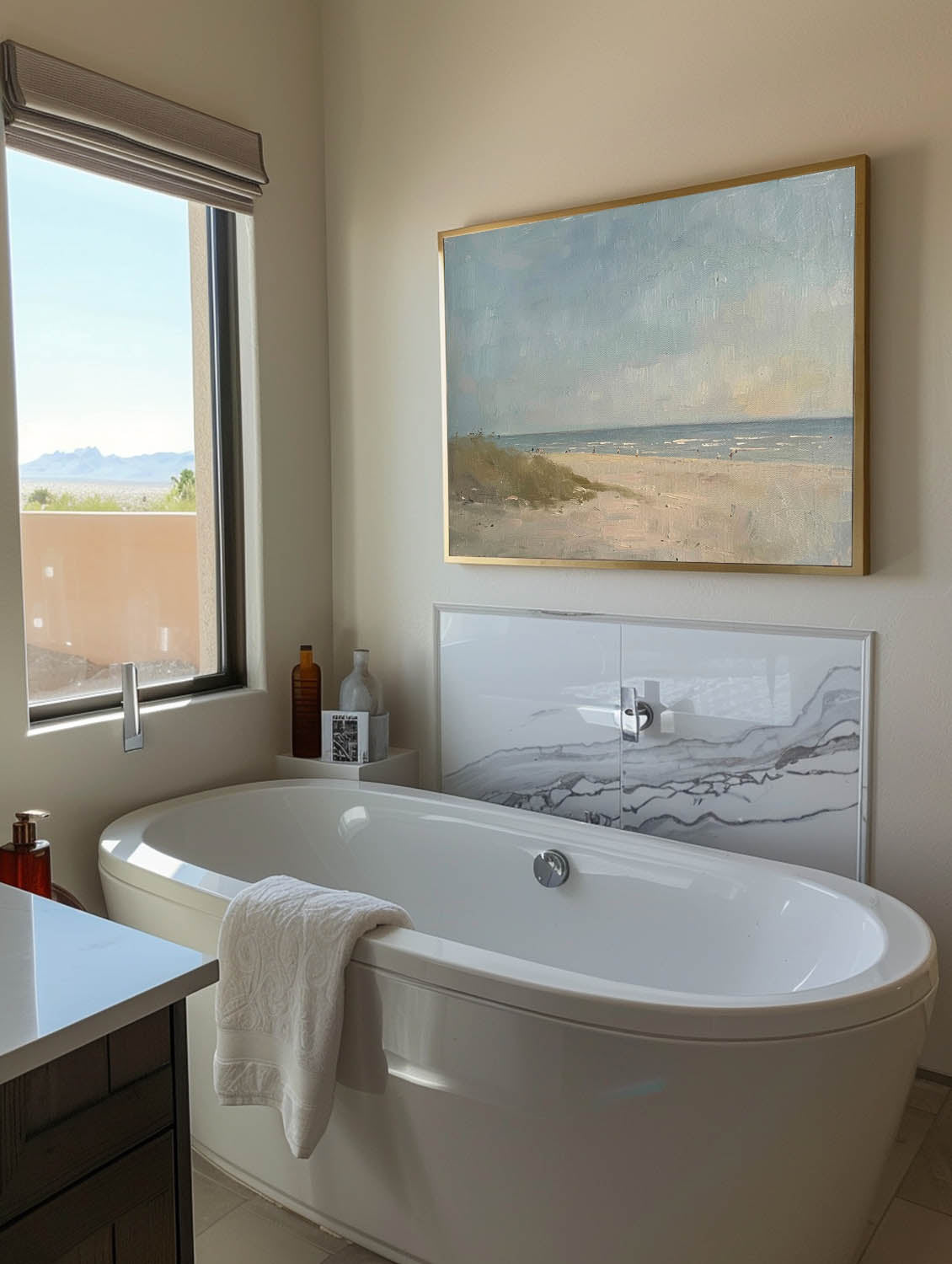 Vintage Beach Oil Painting Original Minimalist Beach Scene Art Vintage Beach Oil Painting Original Wabi Sabi Beach Painting