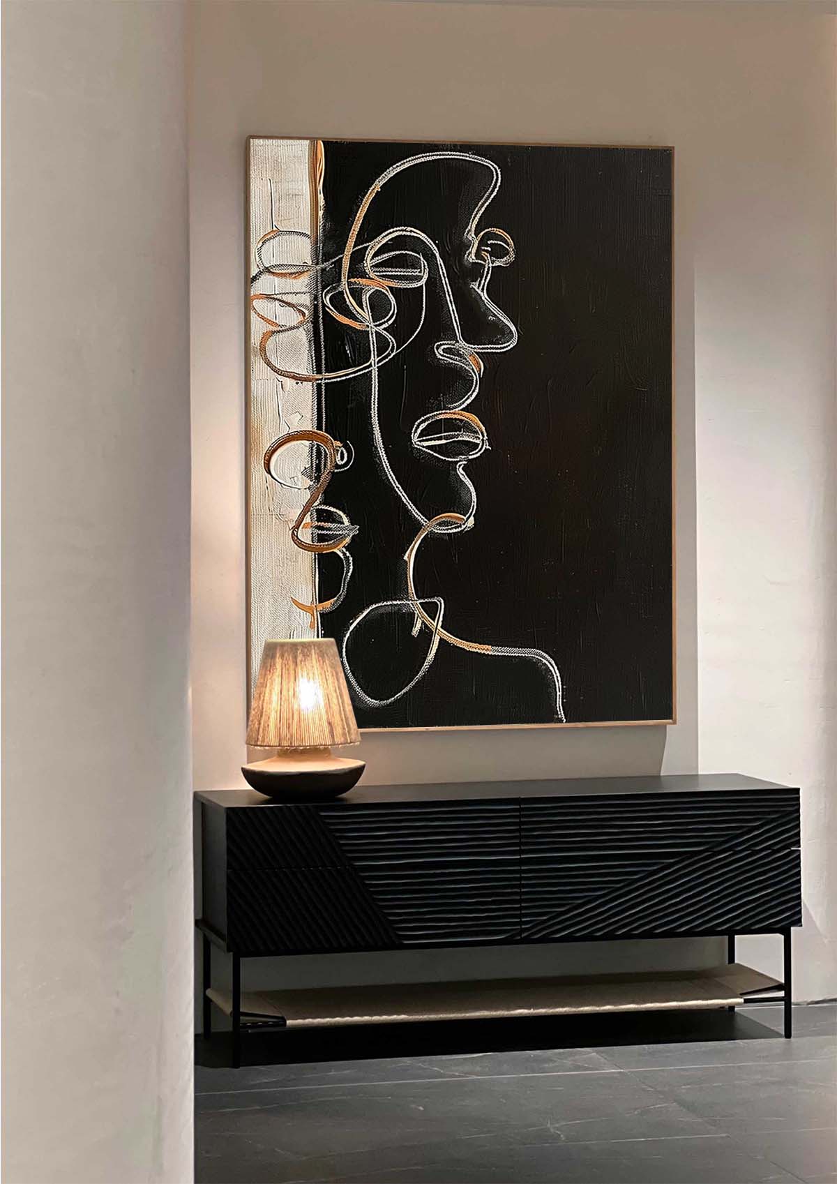 Woman Face Artwork Faceless Portrait Painting Original Woman Face Canvas Art Large Faceless Portrait Painting