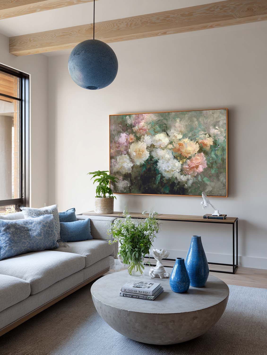 Modern Abstract White Peony Painting Minimalist Beige And White Flower Wall Art Original Abstract Floral Oil Painting