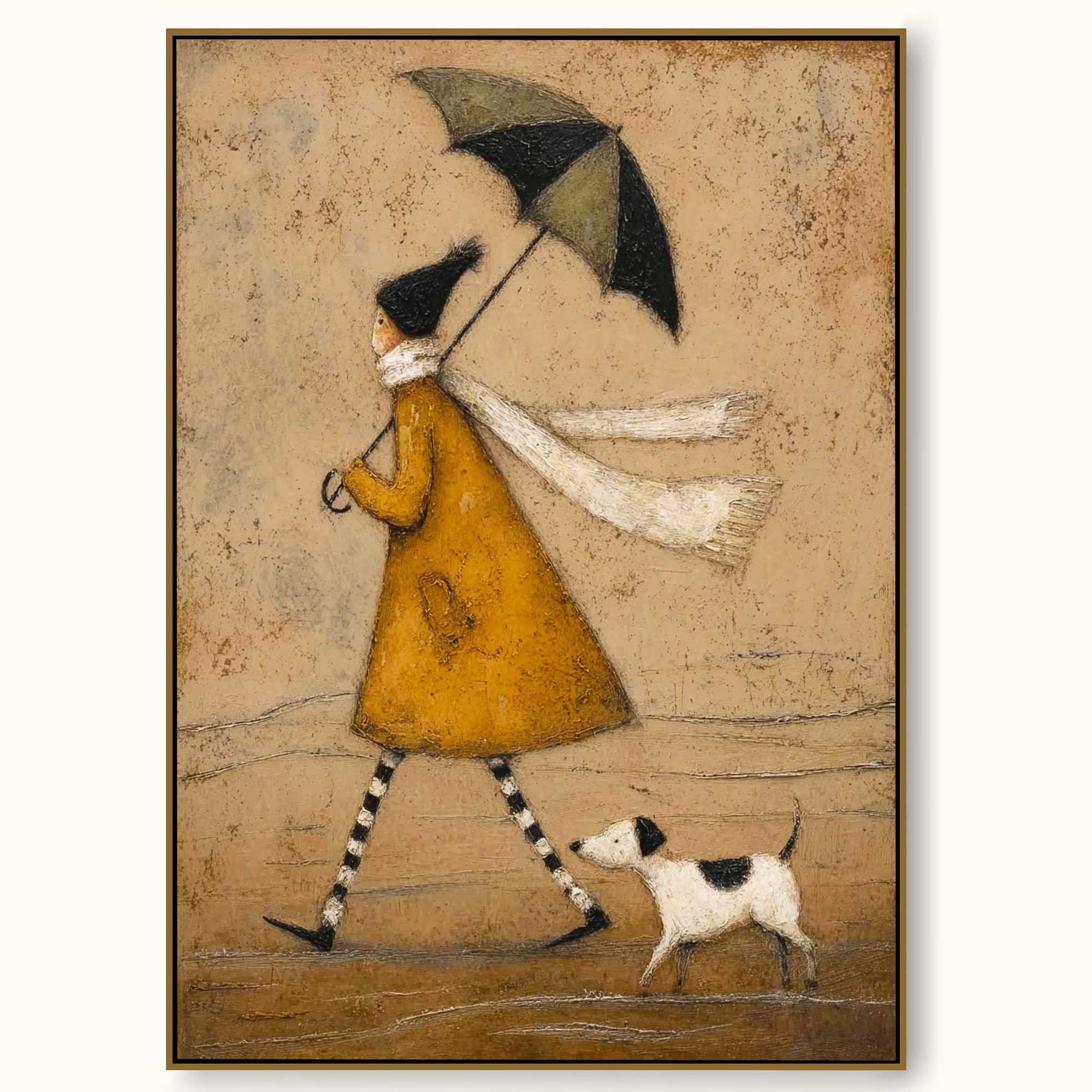 Vintage Minimalism Figures Art Large Abstract Figure Painting Framed Textured Painting For Living Room
