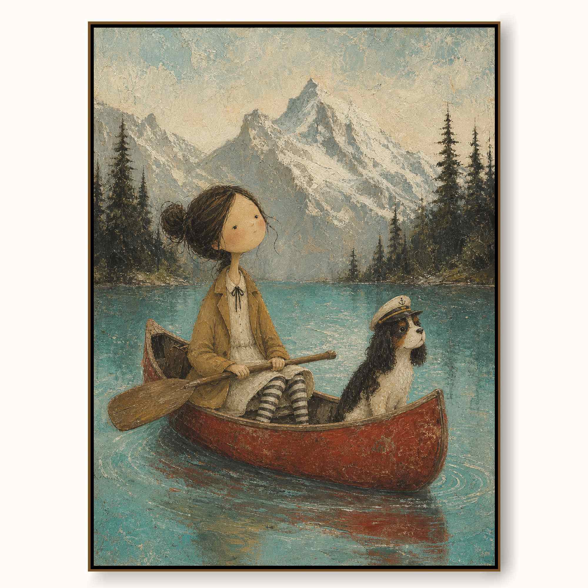 Hand Painted Jenny Lake Dog Painting With Mountain Landscape
