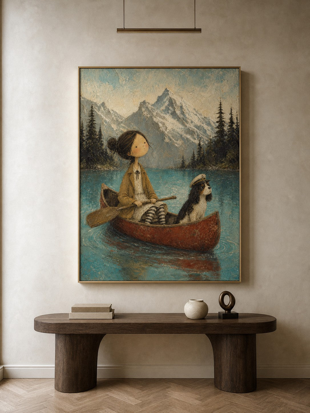 Hand Painted Jenny Lake Dog Painting With Mountain Landscape