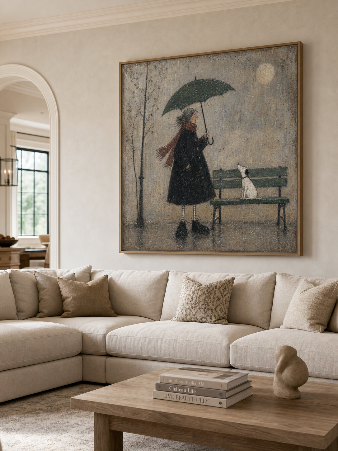 Vintage Woman And Dog Oil Painting Large Canvas Wall Art For Cozy Home Decor