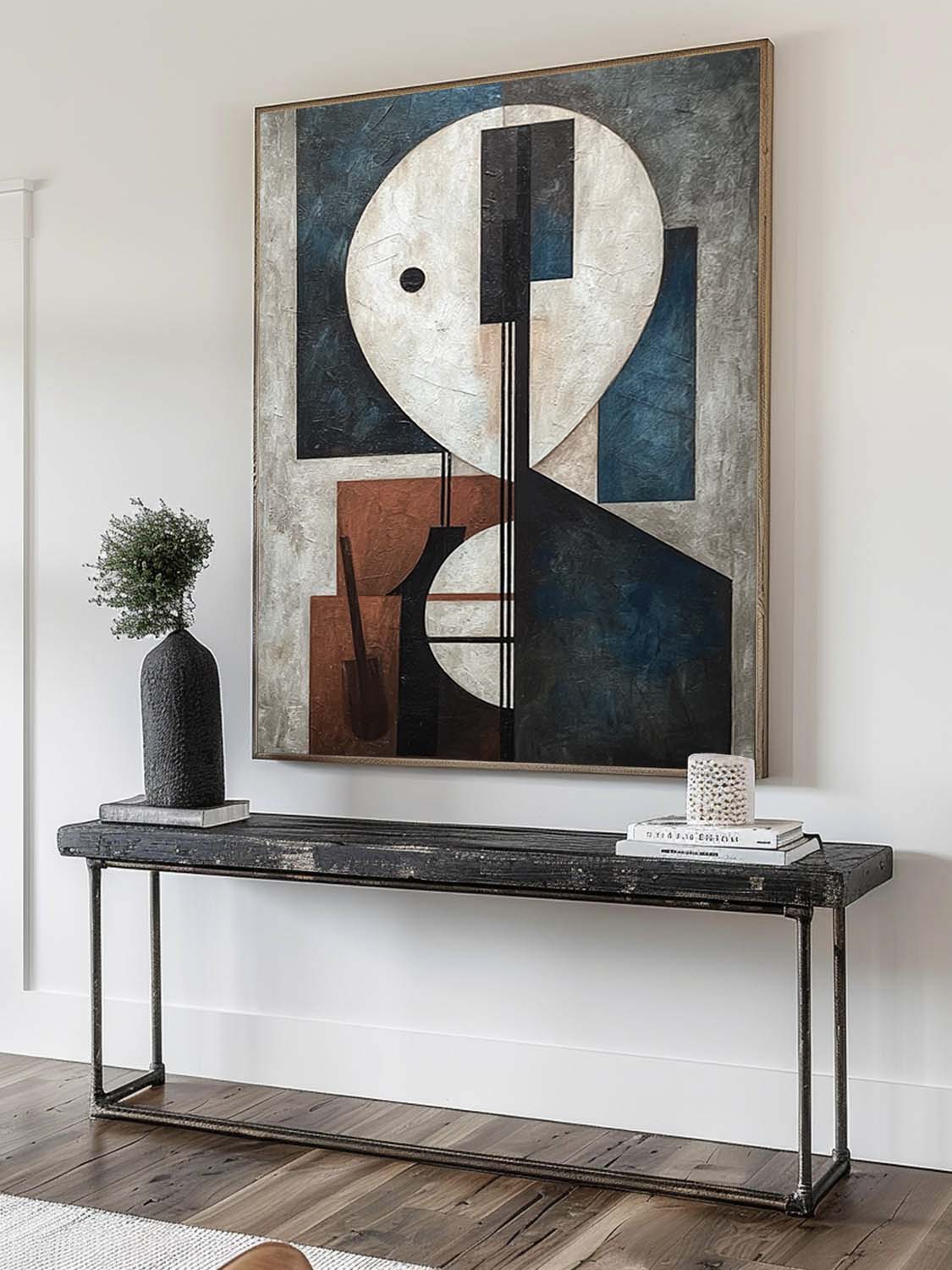 Minimalist Face Texture Art In Red And White Original Geometric Abstract Portrait Painting On Canvas Geometric Face Wall Art