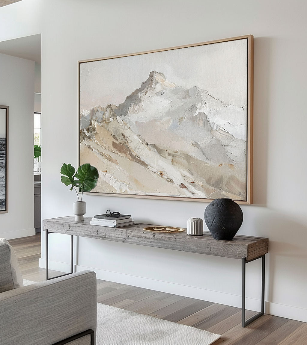 Retro Mountain Art Hand-Painted Textured Mountain Landscape Original Textured Mountain Art On Canvas