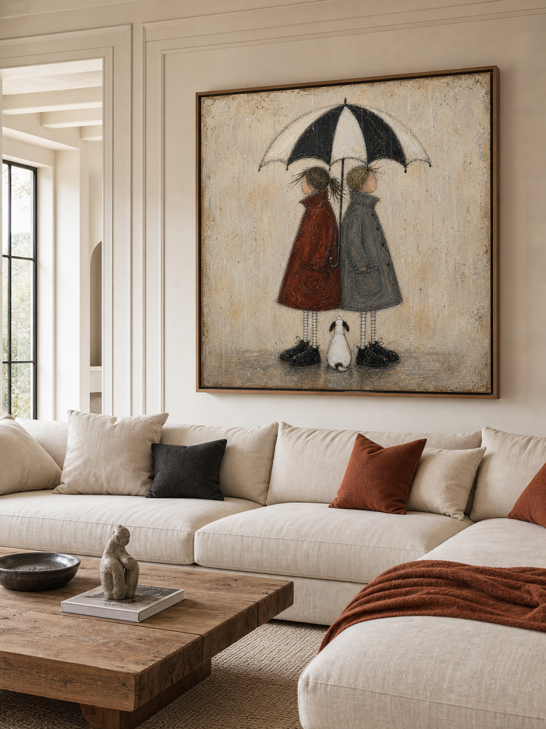 Vintage Couple Under Umbrella Canvas Art For Romantic Home Decor With Retro Texture