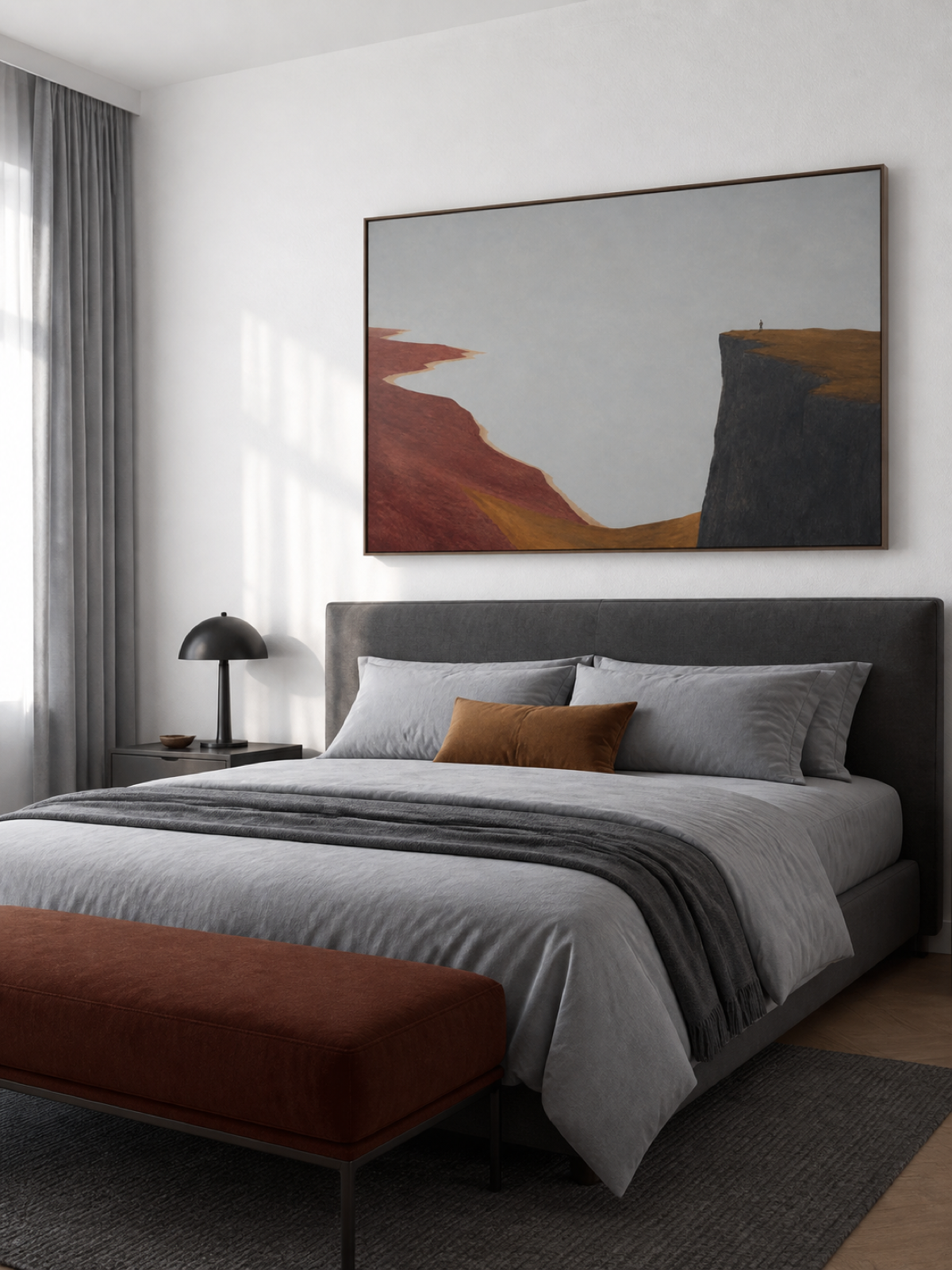 Large Winding Coastline Between Mountain Cliffs Canvas Art For Bedroom