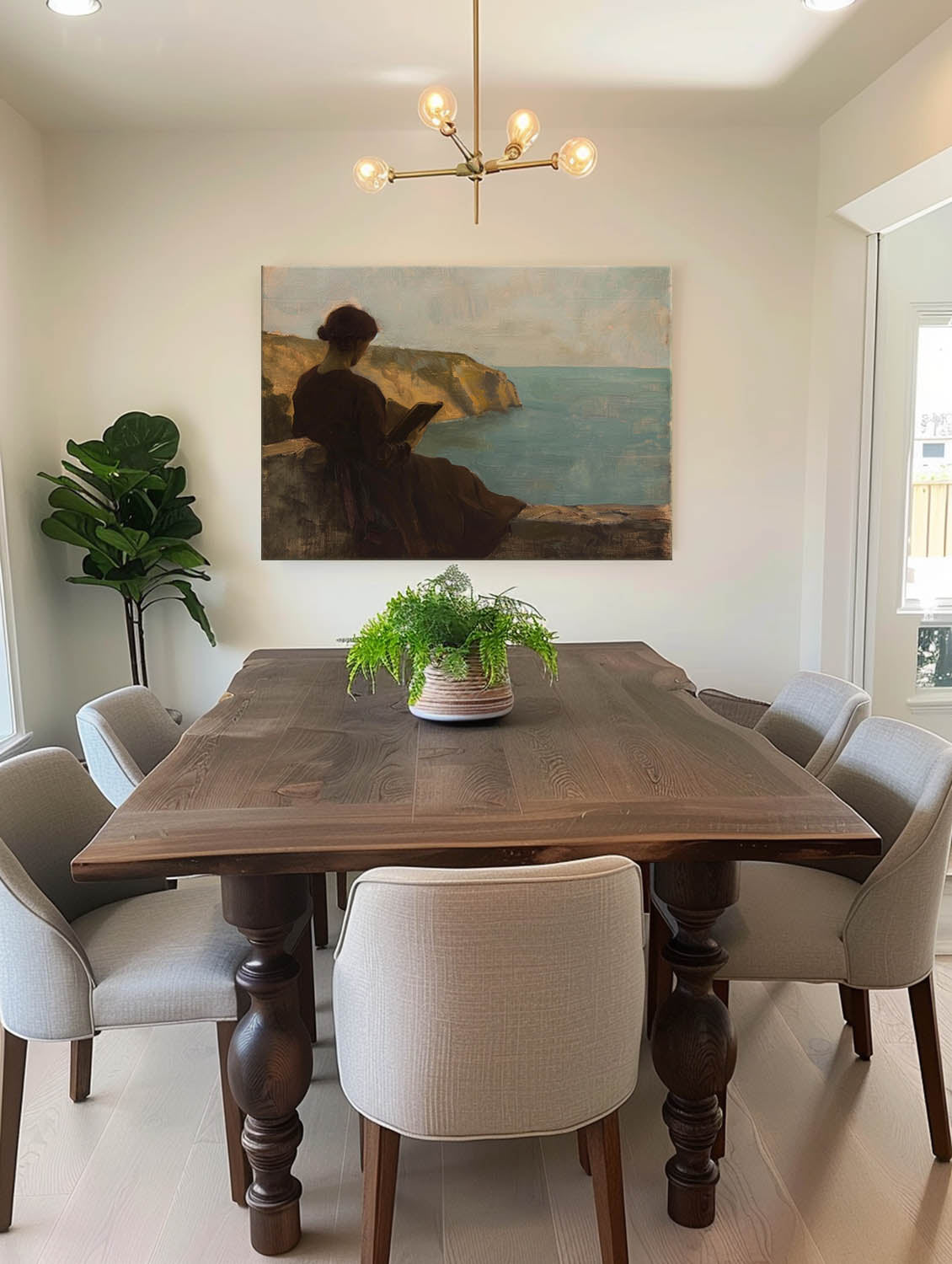 Original Woman Reading Oil Painting Woman Reading At The Sea Wall Art Moody Reading Book Wall Art
