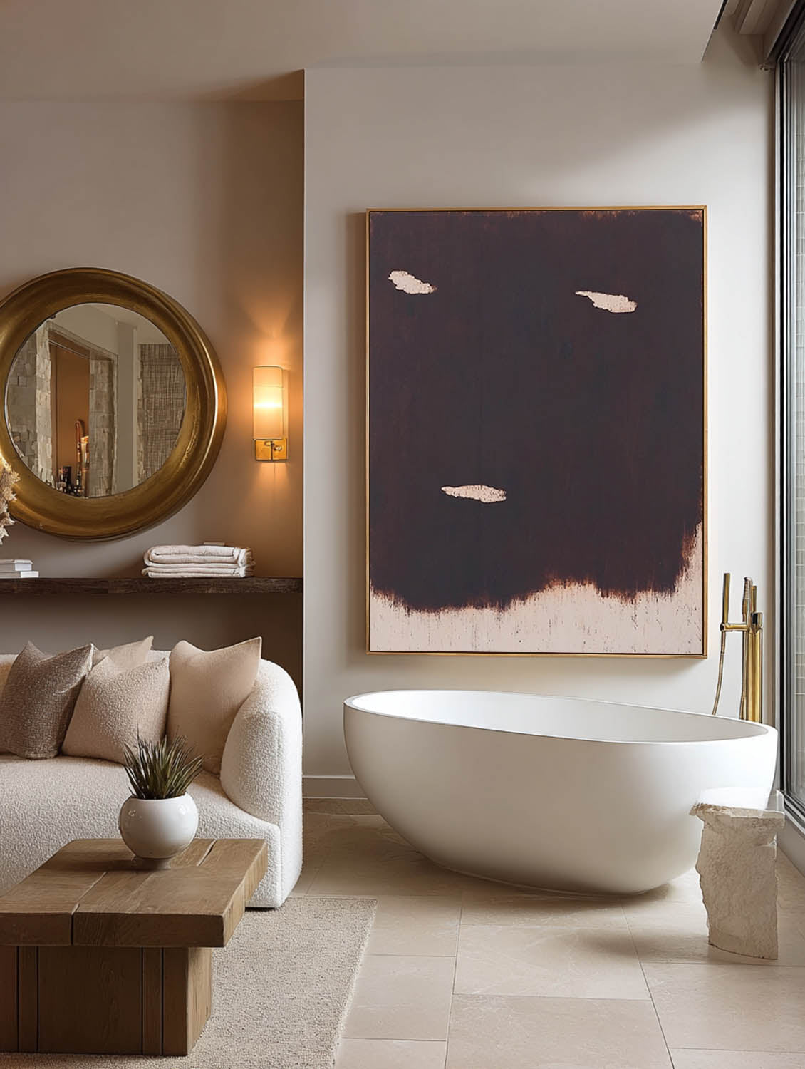 Dark Brown Minimalist Abstract Painting Contemporary Brown Abstract Wall Art Large Dark Brown Abstract Oil Painting