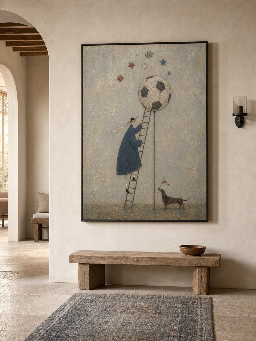 2026 World Cup Inspired Soccer Wall Art With Gentleman And Dachshund