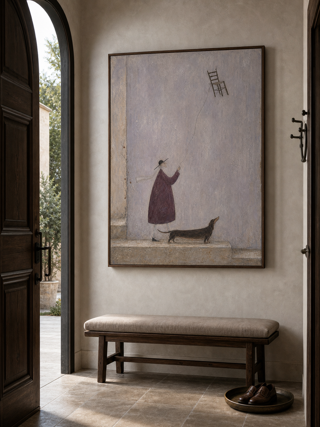 Whimsical Dachshund Art With Surreal Chair Balloon For Modern Home Decor