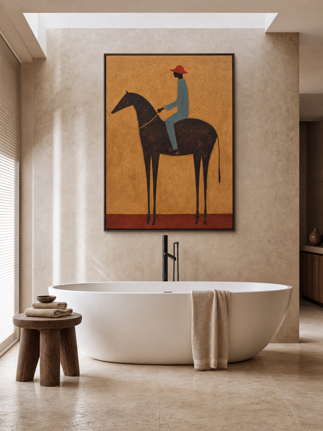 Original Equestrian Oil Painting Canvas Handmade Minimalist Rider Oil Painting