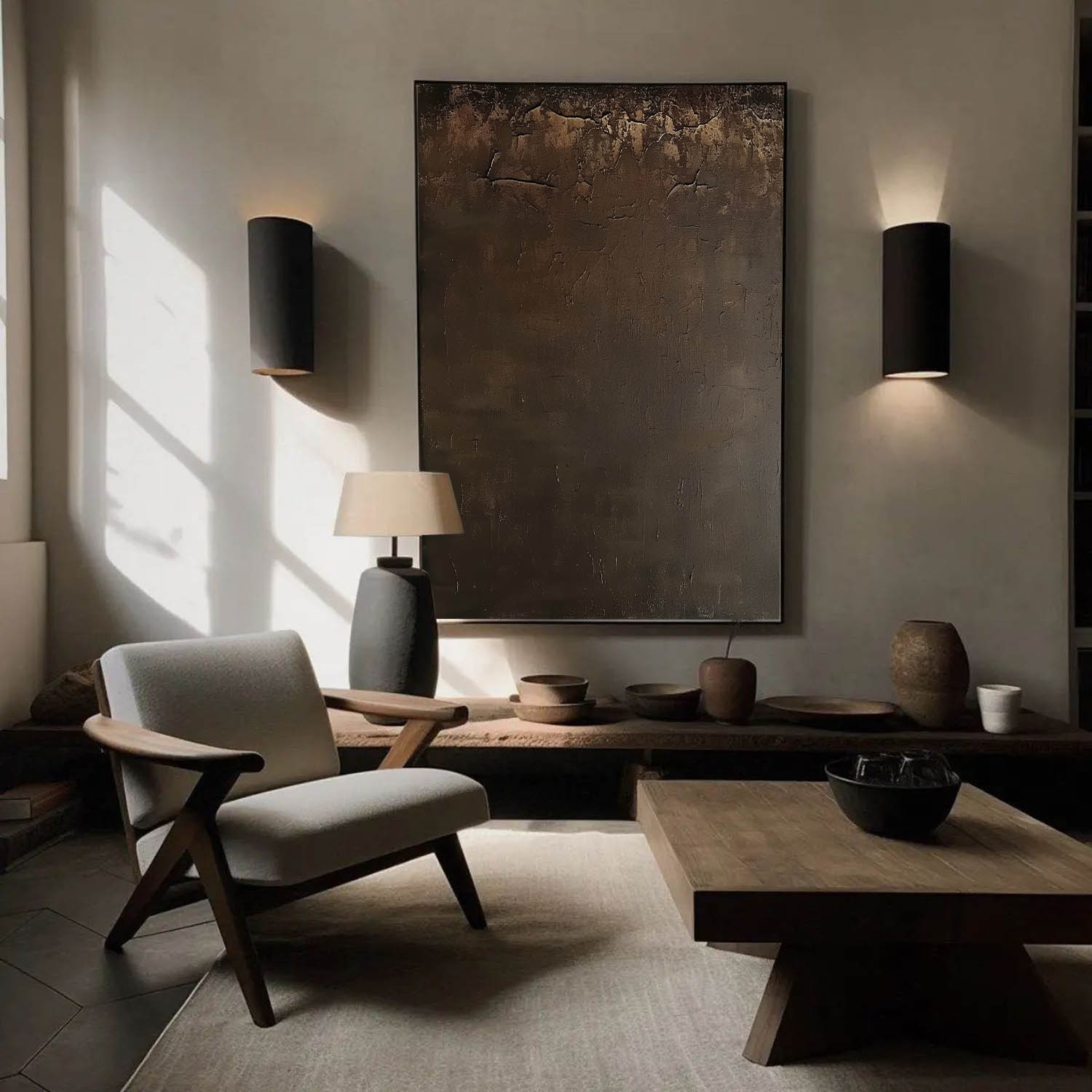 Large Abstract Brown Minimalist Wall Art Brown Original Abstract Painting Brown Minimalist Wall Art