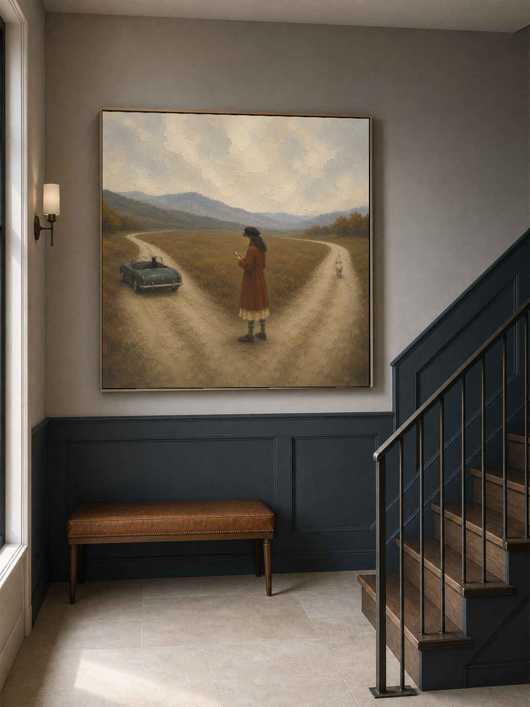 Square Realism Artwork With Textured Finish For Modern Vintage And Rustic Interior Design