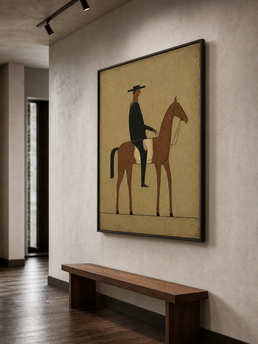 Vintage Horse And Rider Painting Modern Wall Art For Living Room Decor