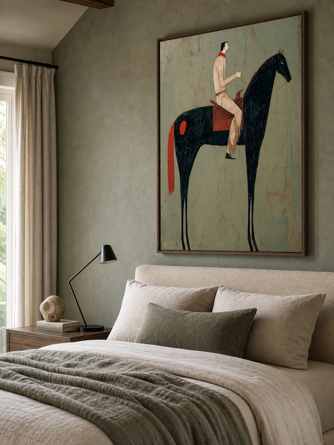 Vintage Equestrian Abstract Oil Painting Canvas Art Large Equestrian Abstract Oil Painting