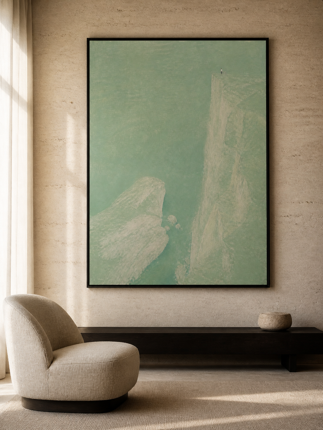 Large Abstract Green Mountain Figure Art For Bedroom Decor