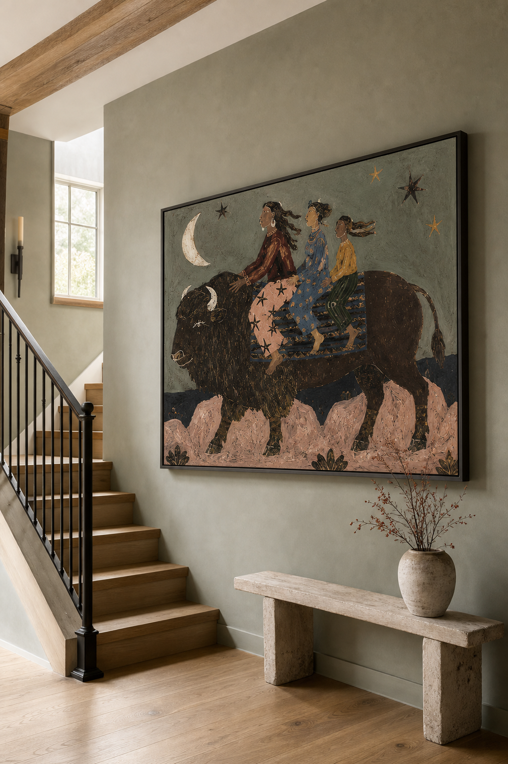 Rustic Luxury Villa Animal Painting Above Couch Large Texture Bohemian Wall Art Canvas