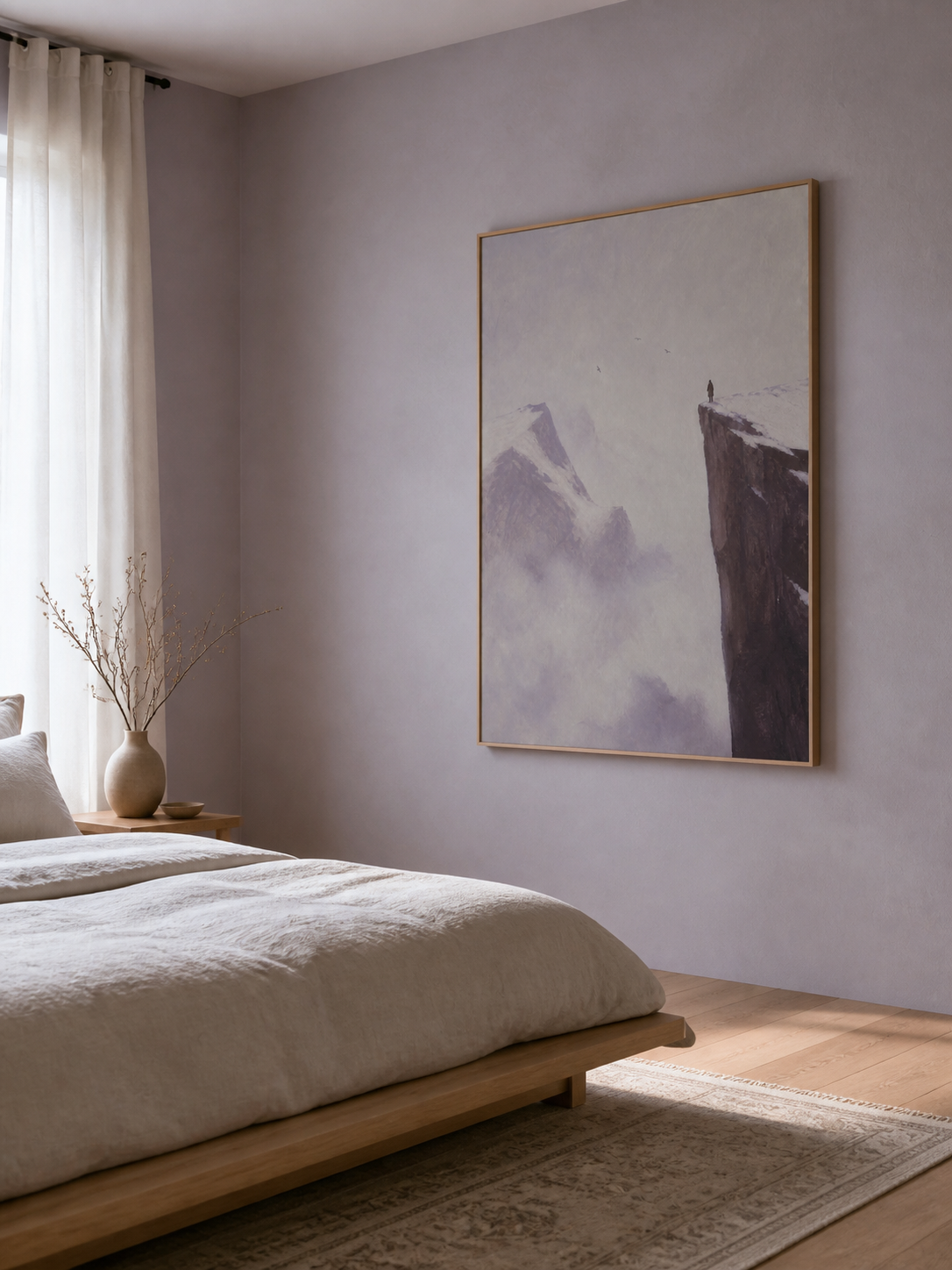 Hand Painted Minimalist Abstract Figure Cliff Painting Large Wall Art